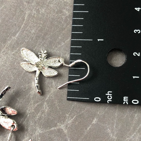 Silver Tone Dragonfly Earrings - Picture 4 of 6